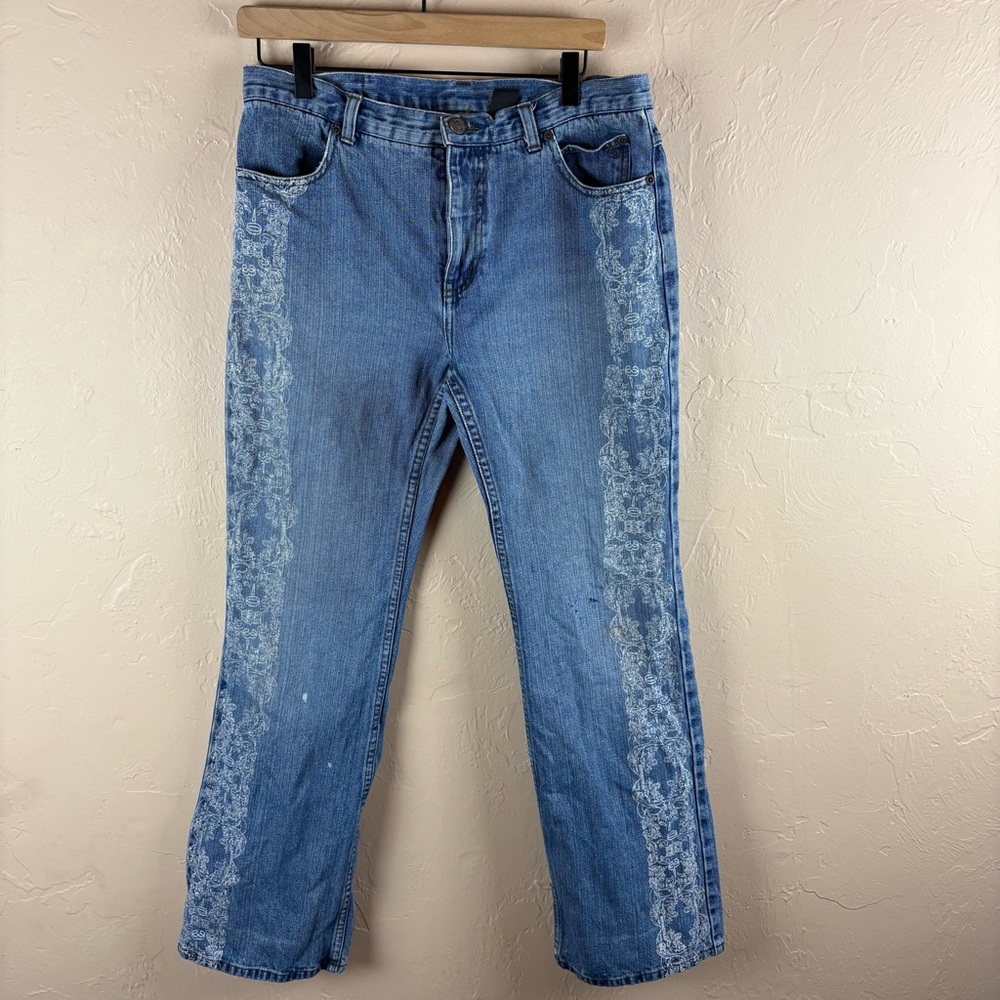 Harley Davidson Blue Jeans with Floral Side Design Women’s size 10